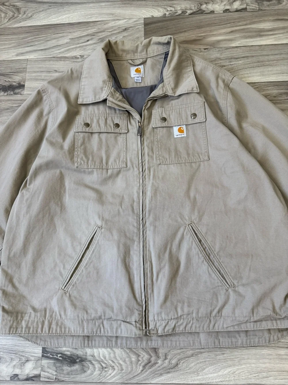Carhartt Men's Flint Jacket in Tank Size 2XL Full Zip Collared Lined
